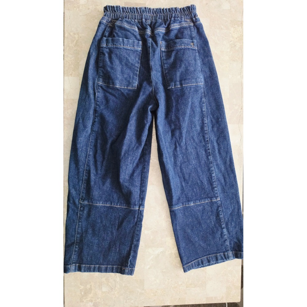 Pilcro Anthropologie Wide Leg Drawstring Utility Denim Jeans Dark Wash Small - Picture 5 of 12